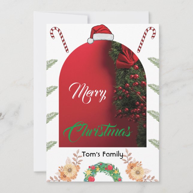 Cartes Pour Fêtes Annuelles Elégant arche photo feuillage vert joyeux Noël (Devant)