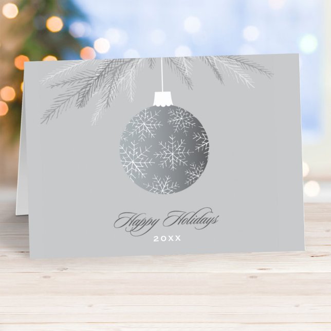 Cartes Pour Fêtes Annuelles Elégant Argent Joyeux Vacances Ornement Affaires (Créateur téléchargé)