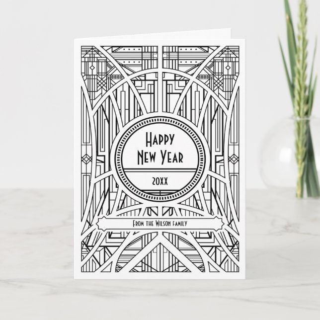 Cartes Pour Fêtes Annuelles Elegant art deco Happy New Year (Devant)