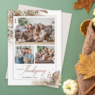 Cartes Pour Fêtes Annuelles Élégant automne floral 3 Photo Thanksgiving