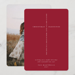 Cartes Pour Fêtes Annuelles Elégant Berry Red Scripture Cross Photo