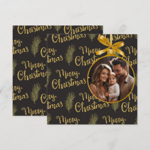 Cartes Pour Fêtes Annuelles Elégant Black&Gold "Joyeux Noël" Personnalisé