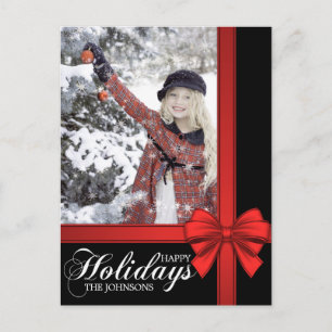Cartes Pour Fêtes Annuelles Élégant Black Red Bow Cadeau de Noël   PHOTO