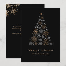Elegant Black Silver Gold Script Christmas Tree