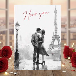 Cartes Pour Fêtes Annuelles Elegant Black White Paris I Love You Valentine's