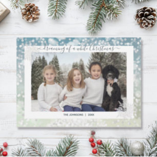 Cartes Pour Fêtes Annuelles Élégant blanc Noël Flocon de neige Crystal Bokeh