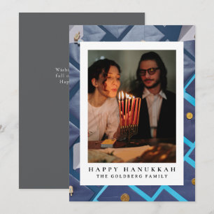 Cartes Pour Fêtes Annuelles Elégant bleu Happy Hanoukka Family 1 Photo
