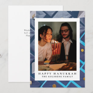 Cartes Pour Fêtes Annuelles Elégant bleu Happy Hanoukka Family 1 Photo