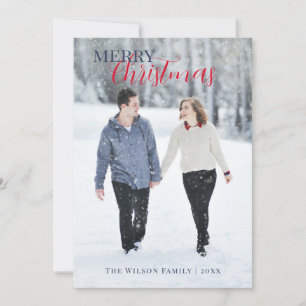 Cartes Pour Fêtes Annuelles Elégant Bleu Photo Joyeux Noël