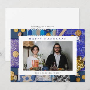 Cartes Pour Fêtes Annuelles Elegant Blue Joyeux Hanukkah Famille 1 Photo