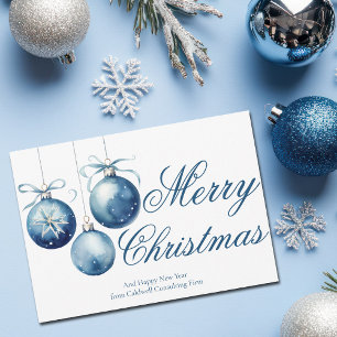 Cartes Pour Fêtes Annuelles Elegant Blue Joyeux Noël Ornaming Company