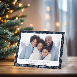 Cartes Pour Fêtes Annuelles Élégant Blue Snowflakes Photo de Noël