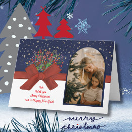 Cartes Pour Fêtes Annuelles Elegant Blue & White Photo Arch  Christmas Bow