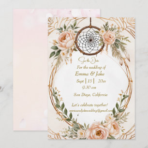 Cartes Pour Fêtes Annuelles Elégant Boho Dreamcatcher Floral Enregistrer la da