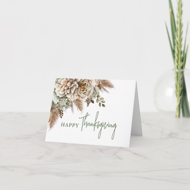Cartes Pour Fêtes Annuelles Élégant Bon thanksgiving floral automne (Devant)