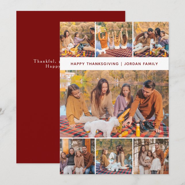 Cartes Pour Fêtes Annuelles Elégant Bon thanksgiving moderne photo d'automne (Devant / Derrière)