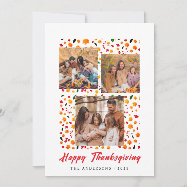 Cartes Pour Fêtes Annuelles Elégant Bon thanksgiving moderne photo d'automne (Devant)