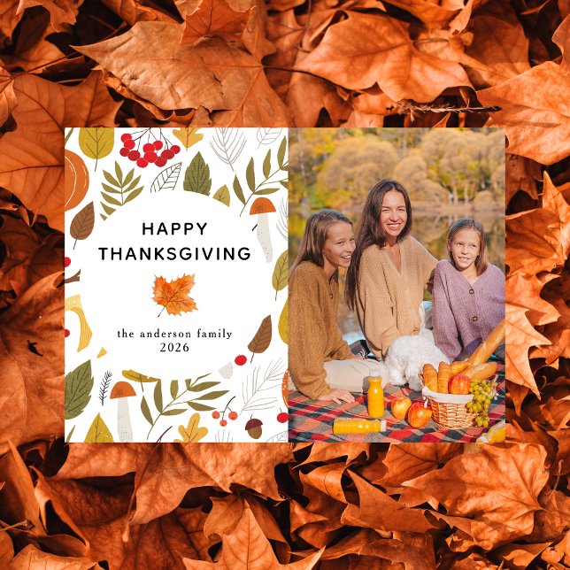 Cartes Pour Fêtes Annuelles Elégant Bon thanksgiving moderne photo d'automne (Créateur téléchargé)