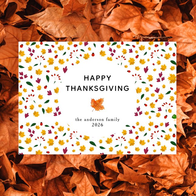 Cartes Pour Fêtes Annuelles Élégant Bon thanksgiving simple Feuilles d'automne (Créateur téléchargé)