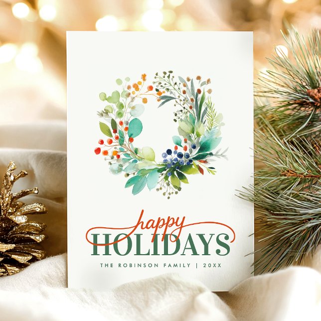 Cartes Pour Fêtes Annuelles Elegant Botanical Merry Christmas Greenery  (Créateur téléchargé)