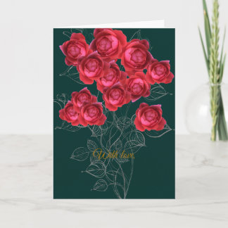 Cartes Pour Fêtes Annuelles Elegant Botanical Rose Folded Greeting Card