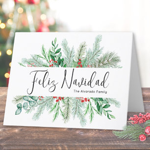 Cartes Pour Fêtes Annuelles Élégant Botanique Pin de Noël Feliz Navidad