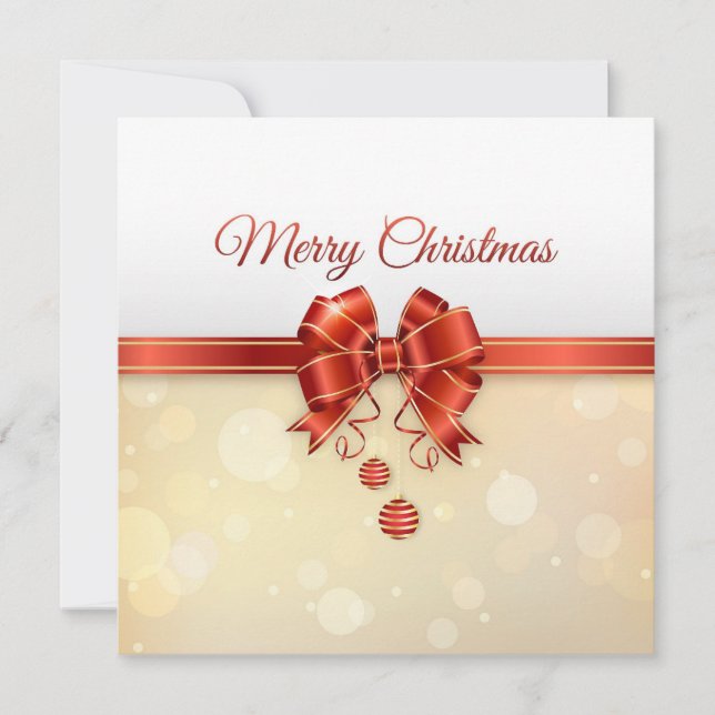 Cartes Pour Fêtes Annuelles Elégant Bow de Noël Rouge & Or Joyeux (Devant)
