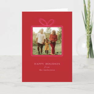 Cartes Pour Fêtes Annuelles Elégant Bow rouge "Joyeuses fêtes" Photo de Noël