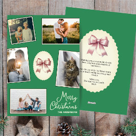 Cartes Pour Fêtes Annuelles Elégant Bow Sea Green Photo Collage