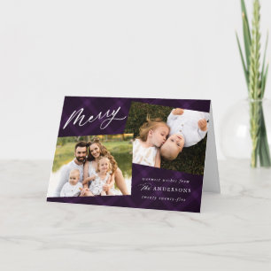 Cartes Pour Fêtes Annuelles Élégant Brossé Purple Plaid 4 Photo