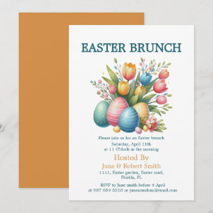 Cartes Pour Fêtes Annuelles Elégant brunch de pâques aux oeufs de fleurs