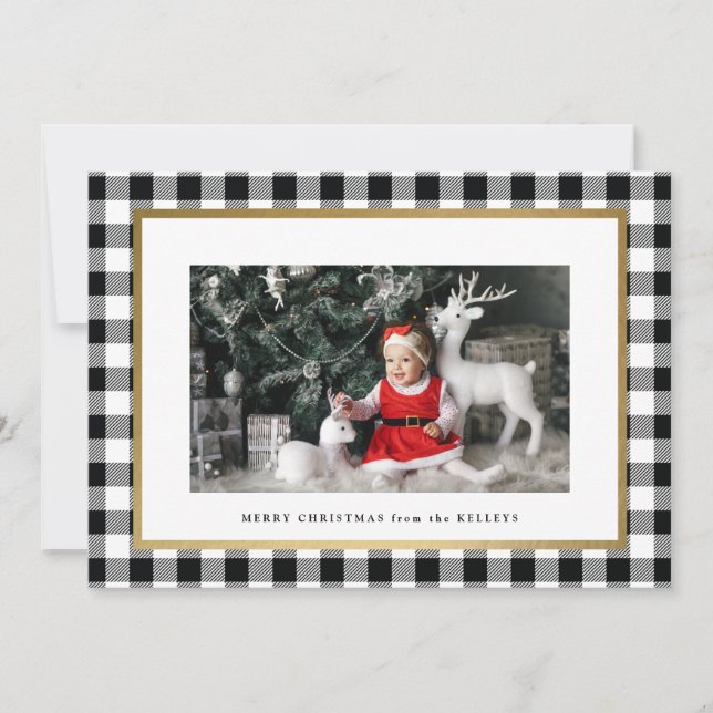 Cartes Pour Fêtes Annuelles Élégant Buffle blanc Plaid photo horizontale (Devant)