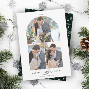 Cartes Pour Fêtes Annuelles Elégant cadre Arc Marié et Joyeux 3 Photo