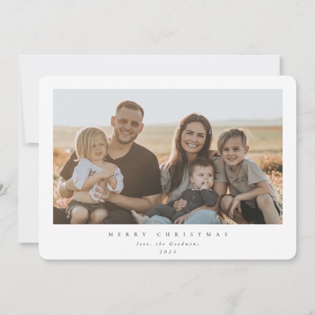 Cartes Pour Fêtes Annuelles Élégant cadre blanc minimal photo simple (Devant)
