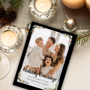 Cartes Pour Fêtes Annuelles Elégant cadre feuille vert de Noël Famille Photo