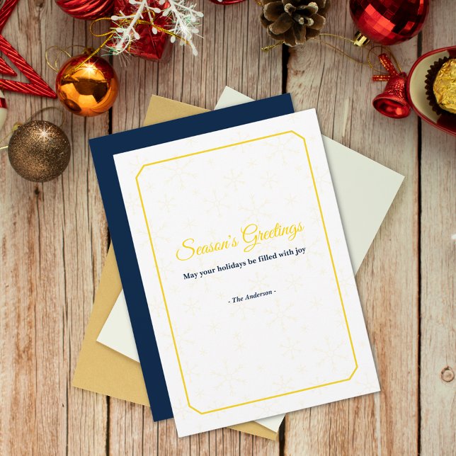 Cartes Pour Fêtes Annuelles Elégant cadre or Snowflake Saison des salutations (Créateur téléchargé)