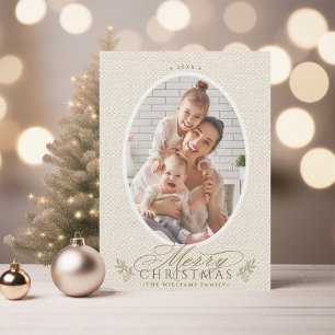 Cartes Pour Fêtes Annuelles Elégant cadre ovale Joyeux Noël Photo