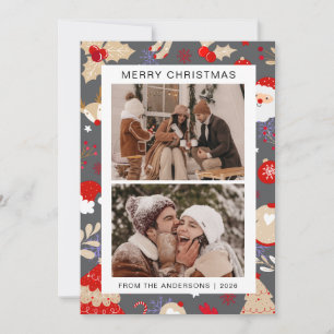 Cartes Pour Fêtes Annuelles Elégant cadre simple Famille de Noël 1 Photo