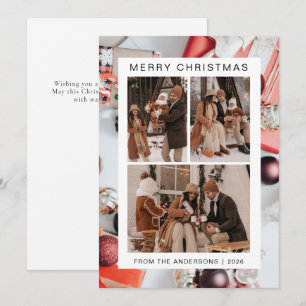Cartes Pour Fêtes Annuelles Elégant cadre simple Famille de Noël 3 Photo