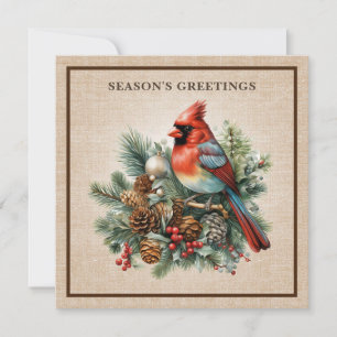 Cartes Pour Fêtes Annuelles Élégant Cardinal Pinecones Woodland Burlap Luxe