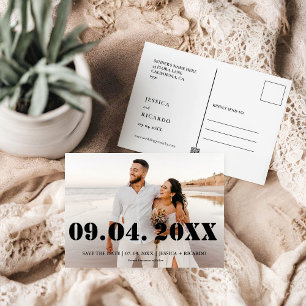 Cartes Pour Fêtes Annuelles Elegant & Chic Bold Lettre enregistrer la date Car