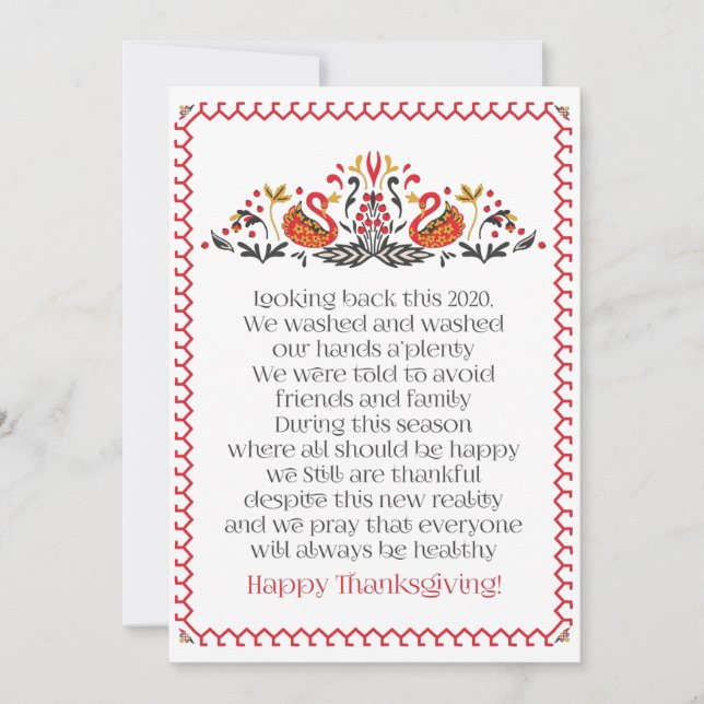 Cartes Pour Fêtes Annuelles Élégant Chic Botanical Thanksgiving Poem (Devant)