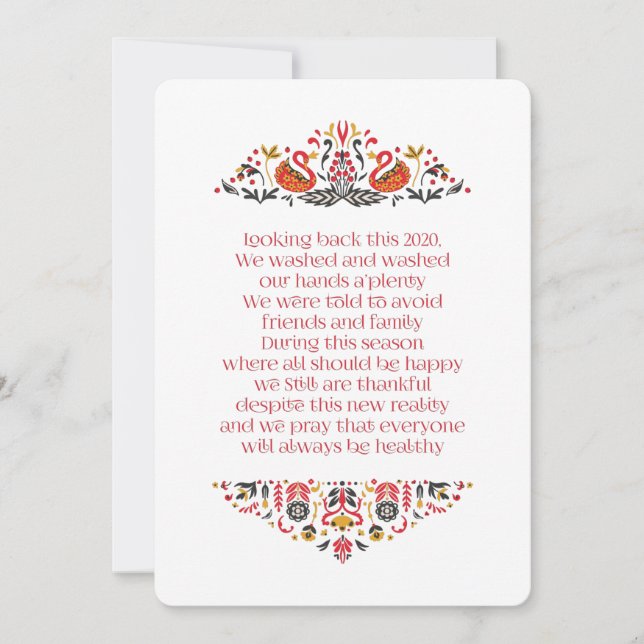 Cartes Pour Fêtes Annuelles Élégant Chic Floral Foliage Thanksgiving Poem (Devant)