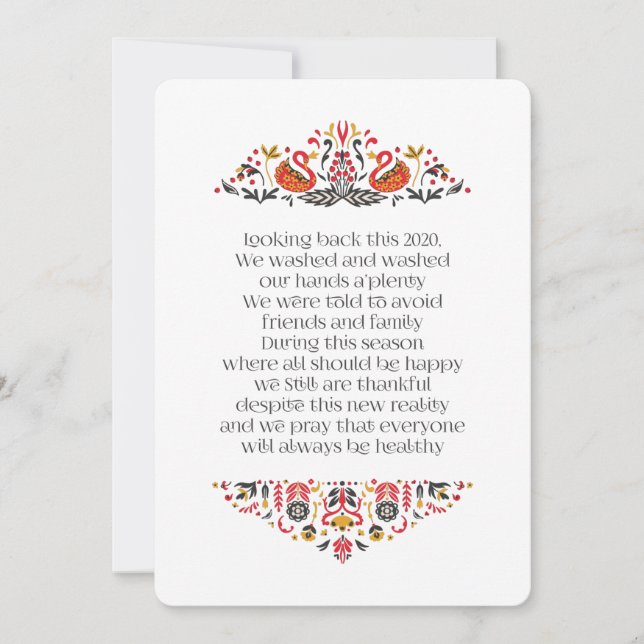 Cartes Pour Fêtes Annuelles Élégant Chic Floral Foliage Thanksgiving Poem (Devant)