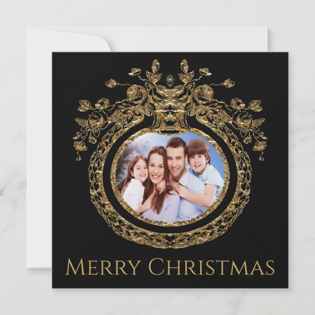 Cartes Pour Fêtes Annuelles Elegant Chic Regal Photo Noël (Devant)
