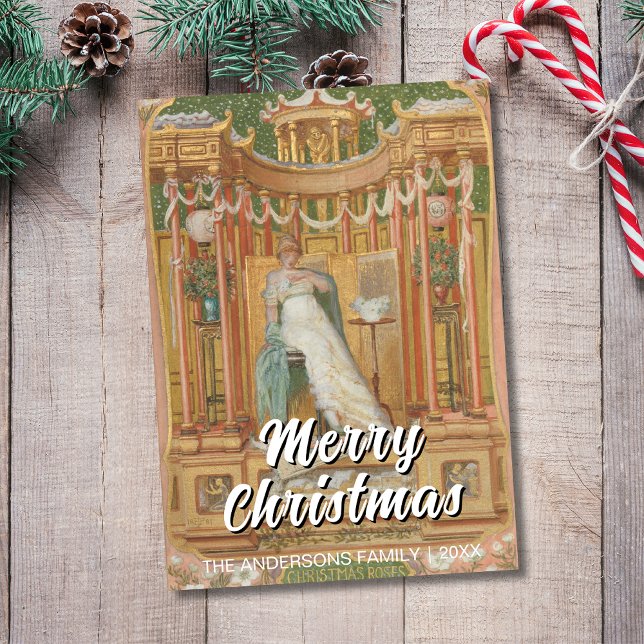 Cartes Pour Fêtes Annuelles Élégant classique Joyeux Noël Roses Poynter (Créateur téléchargé)