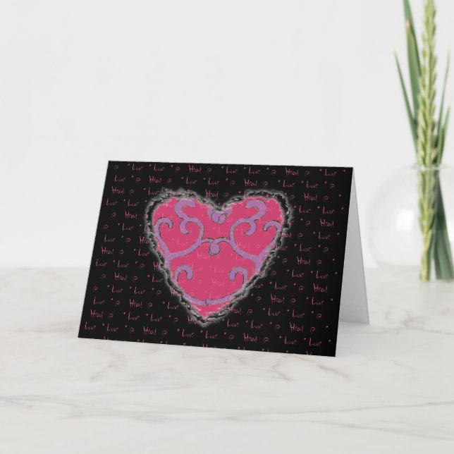 Cartes Pour Fêtes Annuelles Elégant Coeur Valentine Love Romance Card (Devant)