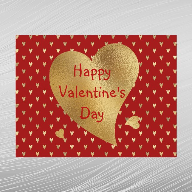 Cartes Pour Fêtes Annuelles Elégant Coeurs Or Rouge Valentine (Créateur téléchargé)