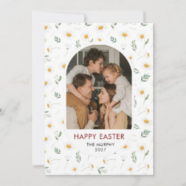 Cartes Pour Fêtes Annuelles Elegant Colorful Oval Floral Easter Family Photo