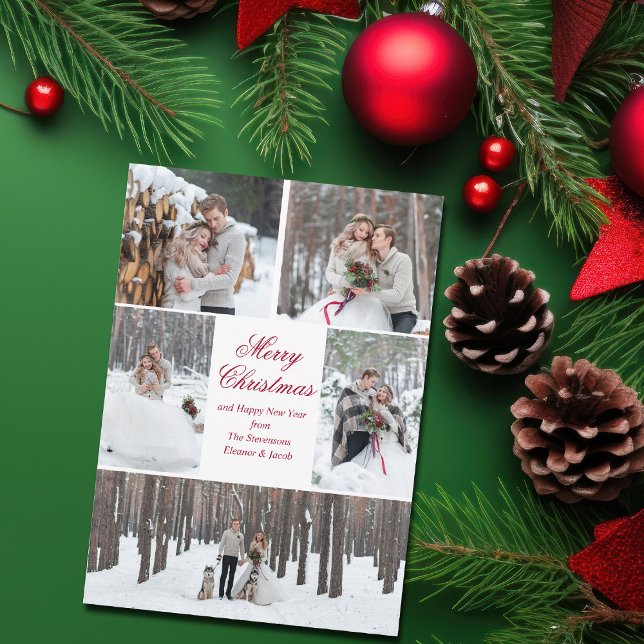 Cartes Pour Fêtes Annuelles Elegant Couple Christmas Photo Collage Newlywed (Créateur téléchargé)